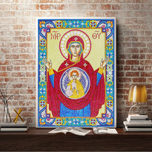 Load image into Gallery viewer, Crystal Rhinestone diamond painting kit | religious figures Virgin and Jesus
