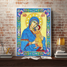 Load image into Gallery viewer, Crystal Rhinestone diamond painting kit | religious figures Virgin Mary and Jesus
