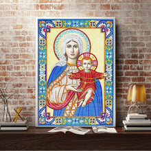 Load image into Gallery viewer, Crystal Rhinestone diamond painting kit | religious figures Virgin and Jesus
