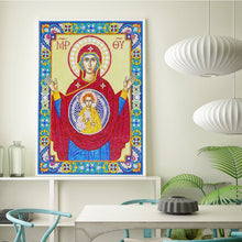 Load image into Gallery viewer, Crystal Rhinestone diamond painting kit | religious figures Virgin and Jesus
