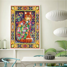 Load image into Gallery viewer, Crystal Rhinestone Diamond Painting Kit | Flower Cat (16x20inch)
