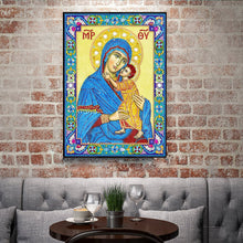 Load image into Gallery viewer, Crystal Rhinestone diamond painting kit | religious figures Virgin Mary and Jesus
