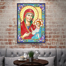 Load image into Gallery viewer, Crystal Rhinestone diamond painting kit | religious figures Virgin and Jesus
