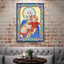 Load image into Gallery viewer, Crystal Rhinestone diamond painting kit | religious figures Virgin and Jesus
