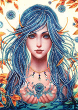 Load image into Gallery viewer, Crystal Rhinestone Diamond Painting Kit | Beautiful female with blue hair
