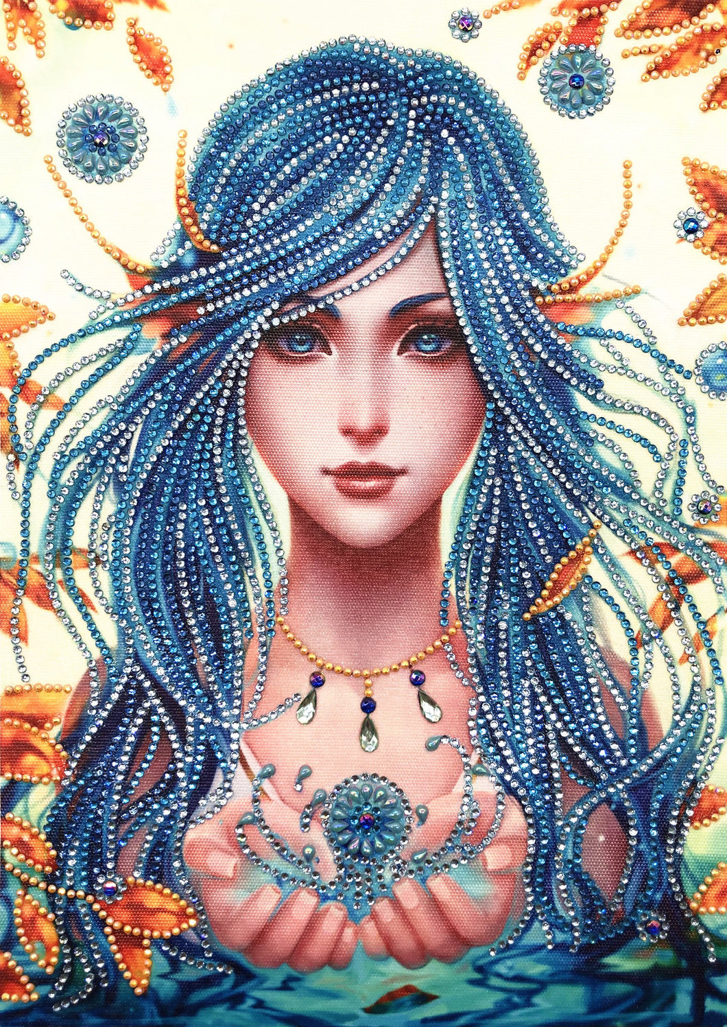 Crystal Rhinestone Diamond Painting Kit | Beautiful female with blue hair