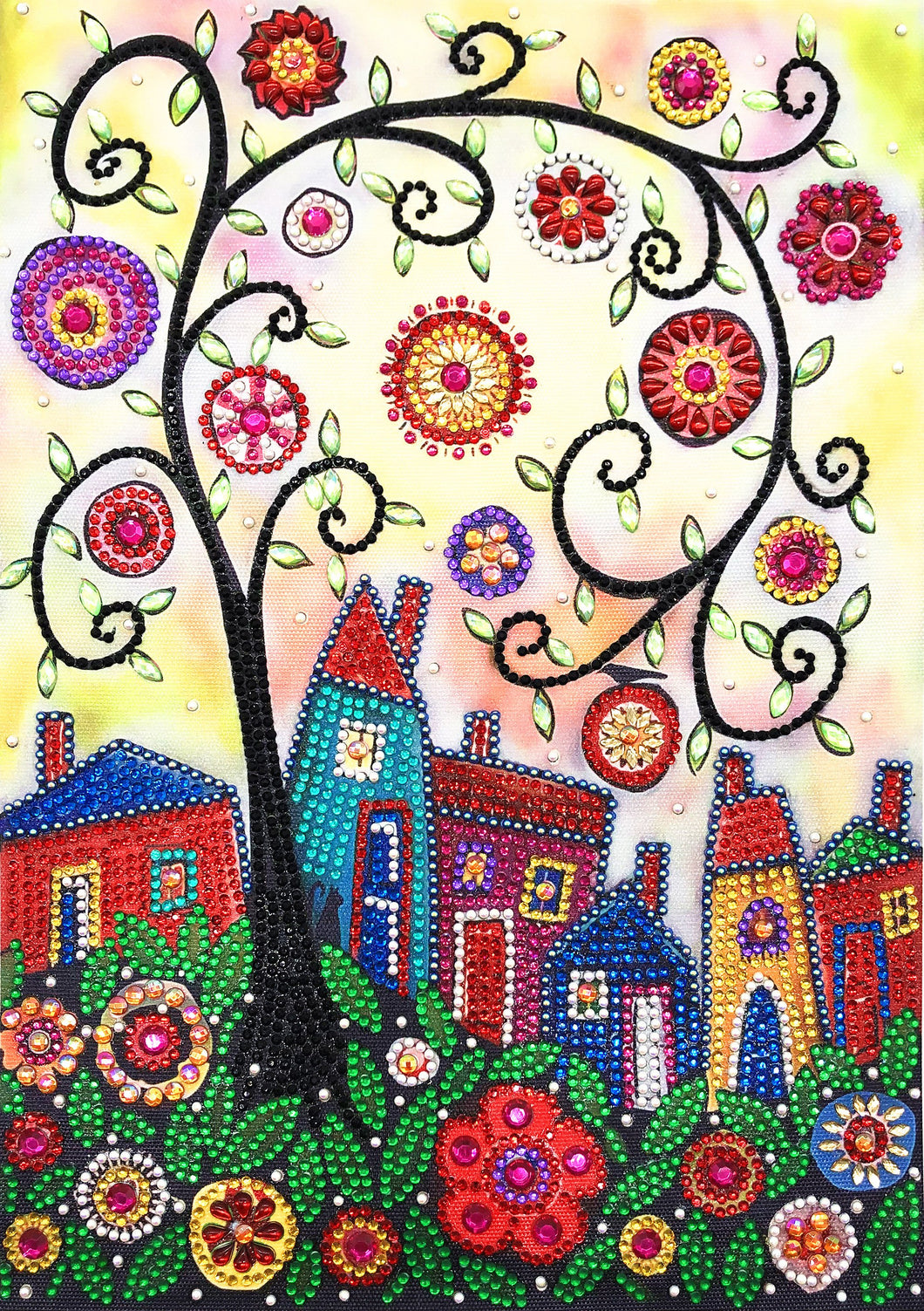 Crystal Rhinestone Diamond Painting Kit | Cartoon house and tree