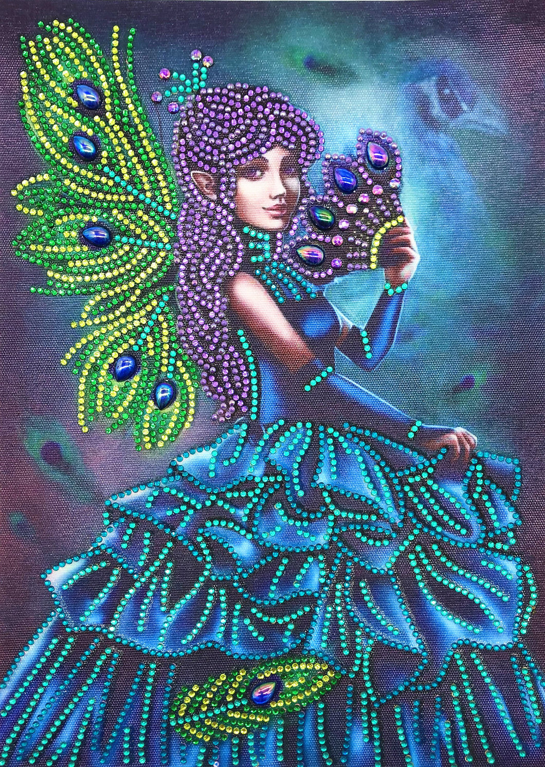 Crystal Rhinestone Diamond Painting Kit | Peacock Dress Girl