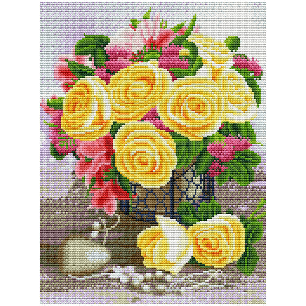 11CT Full Cross Stitch |  Flower arrangement (36x46cm)