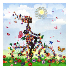 Load image into Gallery viewer, Crystal Rhinestone Diamond Painting Kit | Girl riding a bicycle
