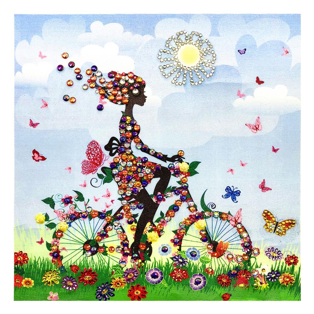 Crystal Rhinestone Diamond Painting Kit | Girl riding a bicycle