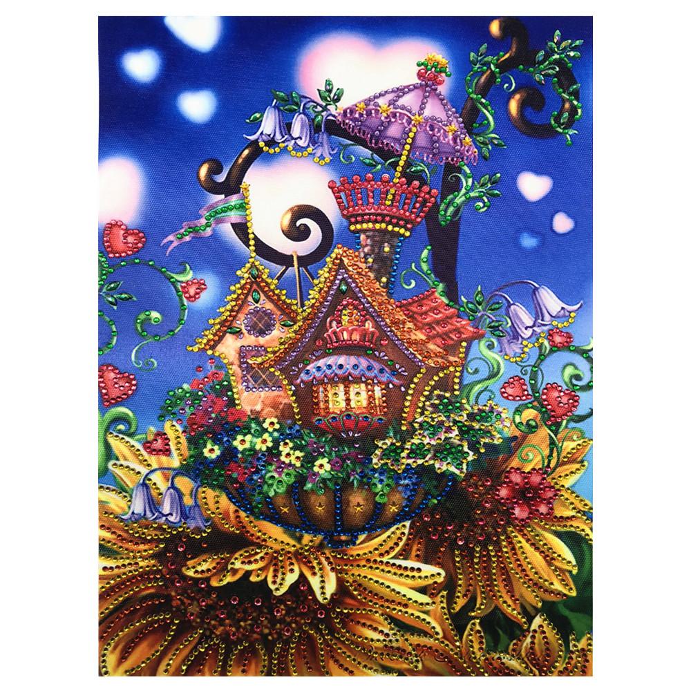 Crystal Rhinestone Diamond Painting Kit | Cartoon Plant House