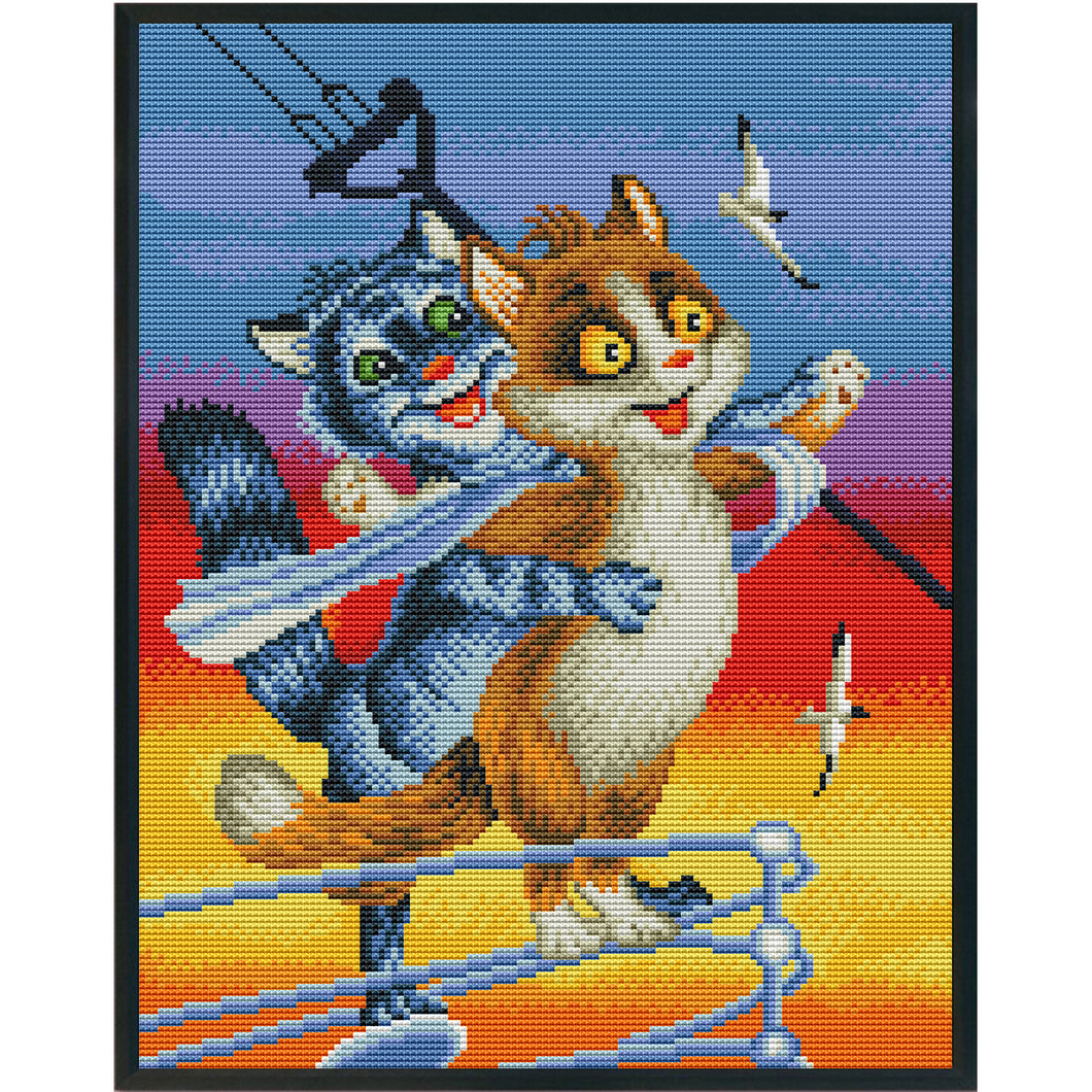 11CT Full Cross Stitch | Couple Cat (36x46cm)