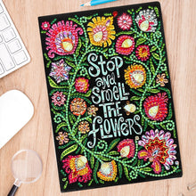 Load image into Gallery viewer, DIY Diamond Painting Notebook | Stop and smell the flower
