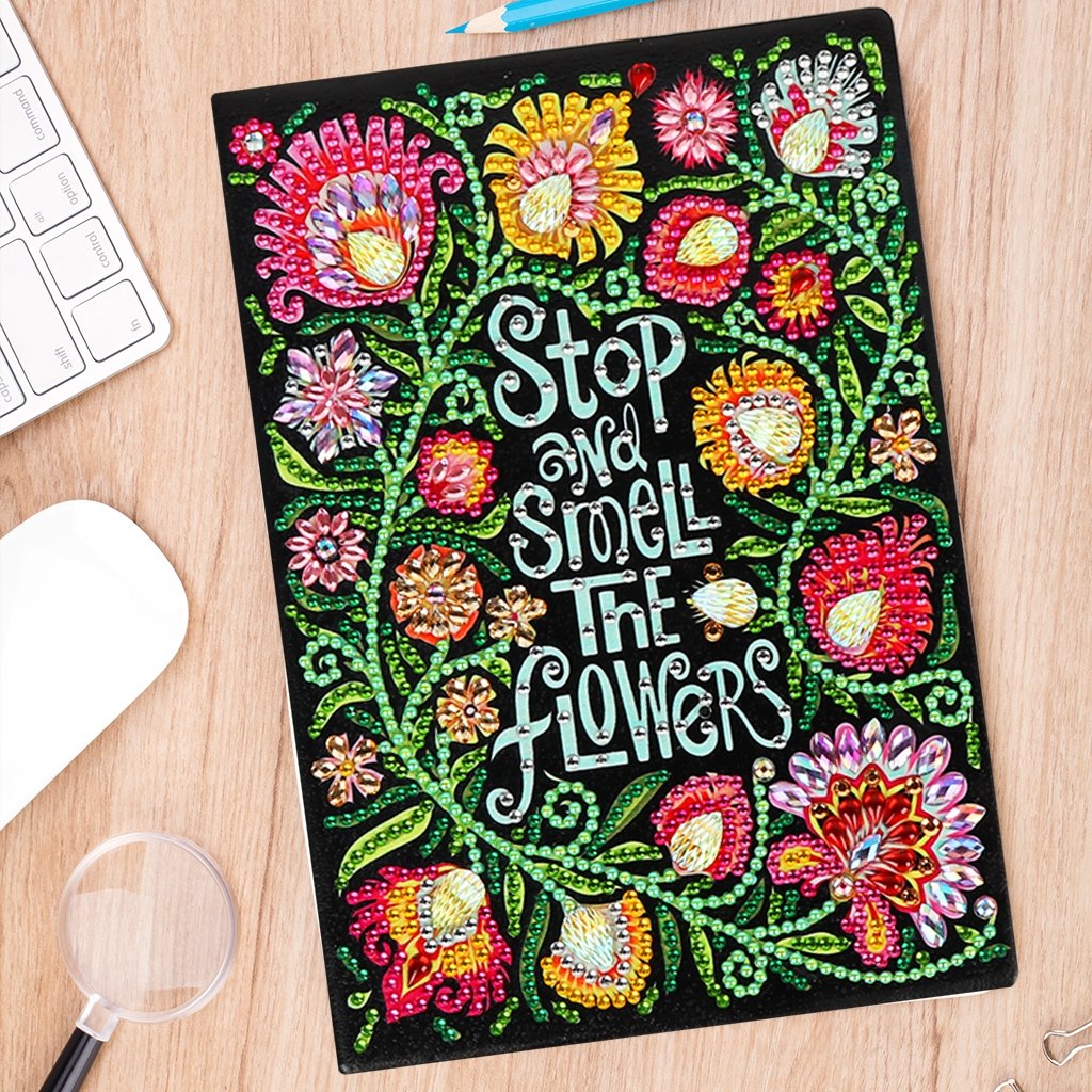 DIY Diamond Painting Notebook | Stop and smell the flower