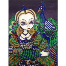 Load image into Gallery viewer, Crystal Rhinestone Diamond Painting Kit | Peacock and Girl
