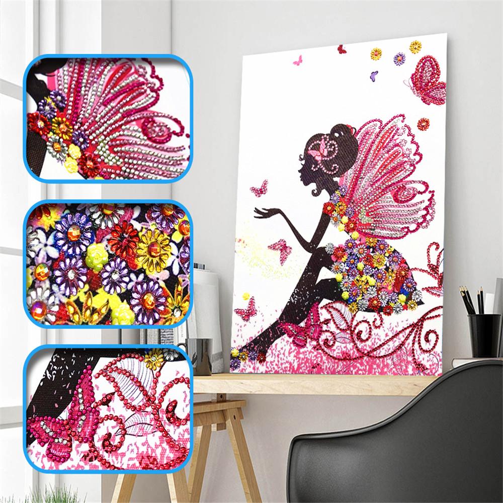 Crystal Rhinestone Diamond Painting Kit | Cartoon Butterfly Girl