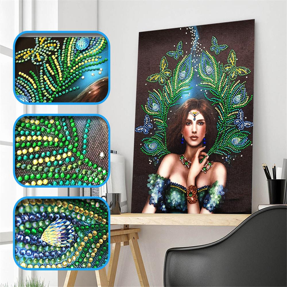 Crystal Rhinestone Diamond Painting Kit | Peacock Dress Beauty