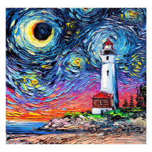 Load image into Gallery viewer, Full Diamond Painting kit | The lighthouse under the fantasy starry sky

