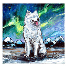 Load image into Gallery viewer, Full Diamond Painting kit | Samoyed dog under the starry night
