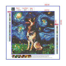 Load image into Gallery viewer, Full Diamond Painting kit | German Shepherd dog under the beautiful starry sky
