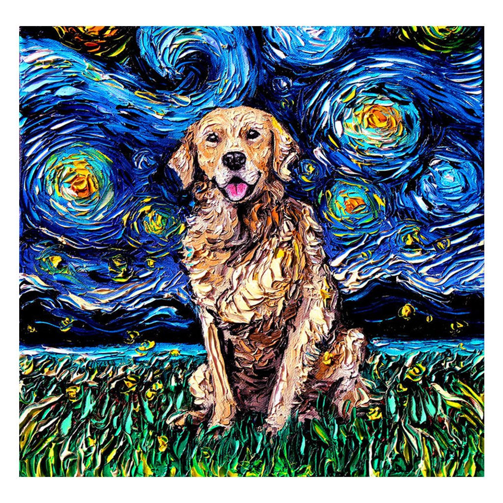 Full Diamond Painting kit | Labrador Retriever under the beautiful starry sky