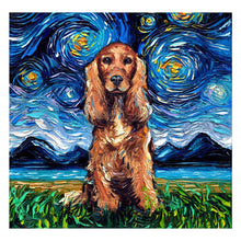 Load image into Gallery viewer, Full Diamond Painting kit | Dog IrishSetter under the beautiful starry sky
