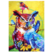 Load image into Gallery viewer, Full Diamond Painting kit | Watercolor owl and bird
