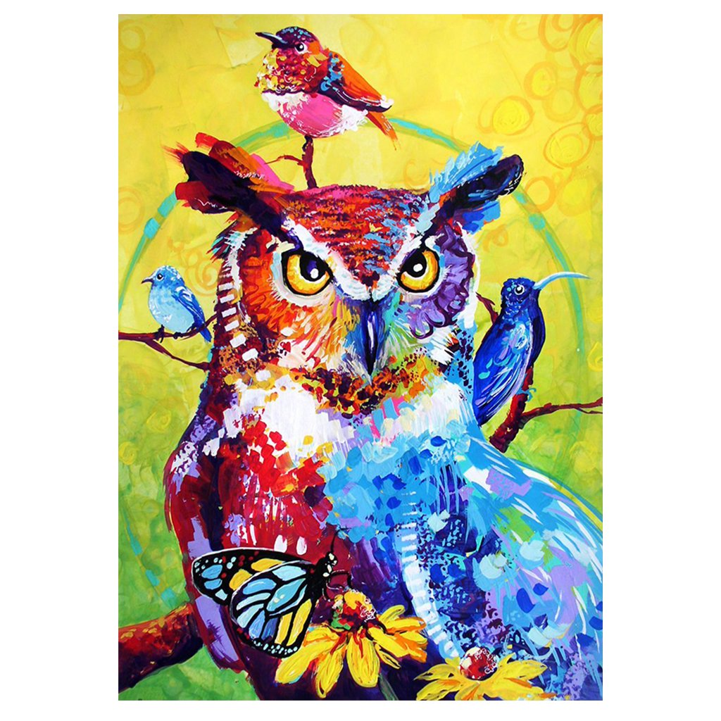 Full Diamond Painting kit | Watercolor owl and bird