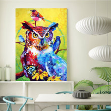 Load image into Gallery viewer, Full Diamond Painting kit | Watercolor owl and bird
