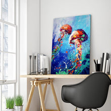 Load image into Gallery viewer, Full Diamond Painting kit | Watercolor jellyfish
