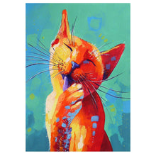 Load image into Gallery viewer, Full Diamond Painting kit | Cat licking fur
