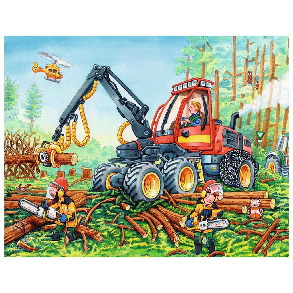 Full Diamond Painting kit | Excavator and workers in cutting trees