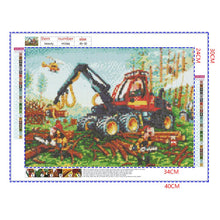 Load image into Gallery viewer, Full Diamond Painting kit | Excavator and workers in cutting trees
