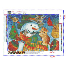 Load image into Gallery viewer, Full Diamond Painting kit | Christmas snowman and kitten
