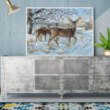 Load image into Gallery viewer, Full Diamond Painting kit | White-tailed Deer family on the snow
