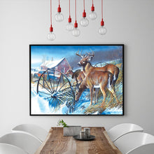 Load image into Gallery viewer, Full Diamond Painting kit | White-tailed Deer family foraging
