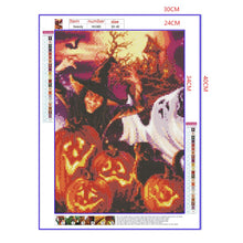 Load image into Gallery viewer, Full Diamond Painting kit | Witch and pumpkin lanterns
