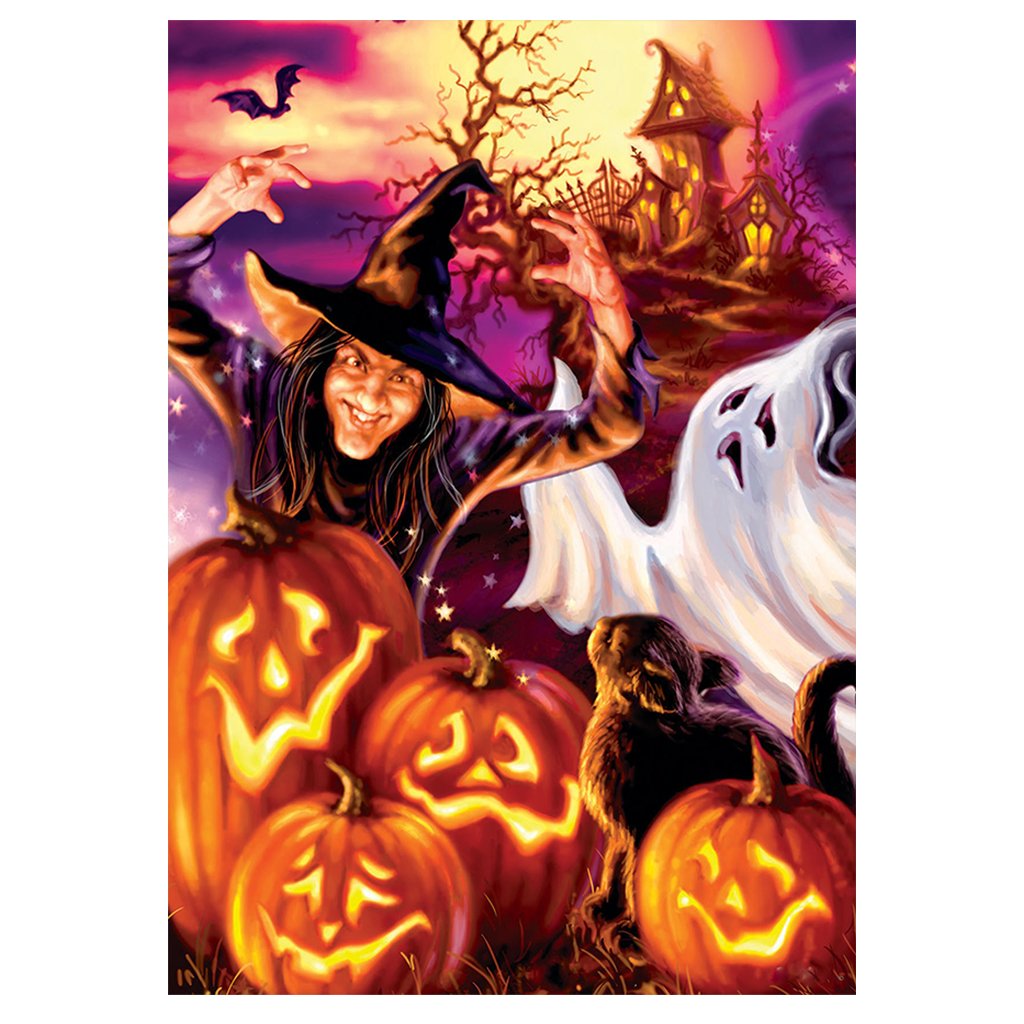 Full Diamond Painting kit | Witch and pumpkin lanterns