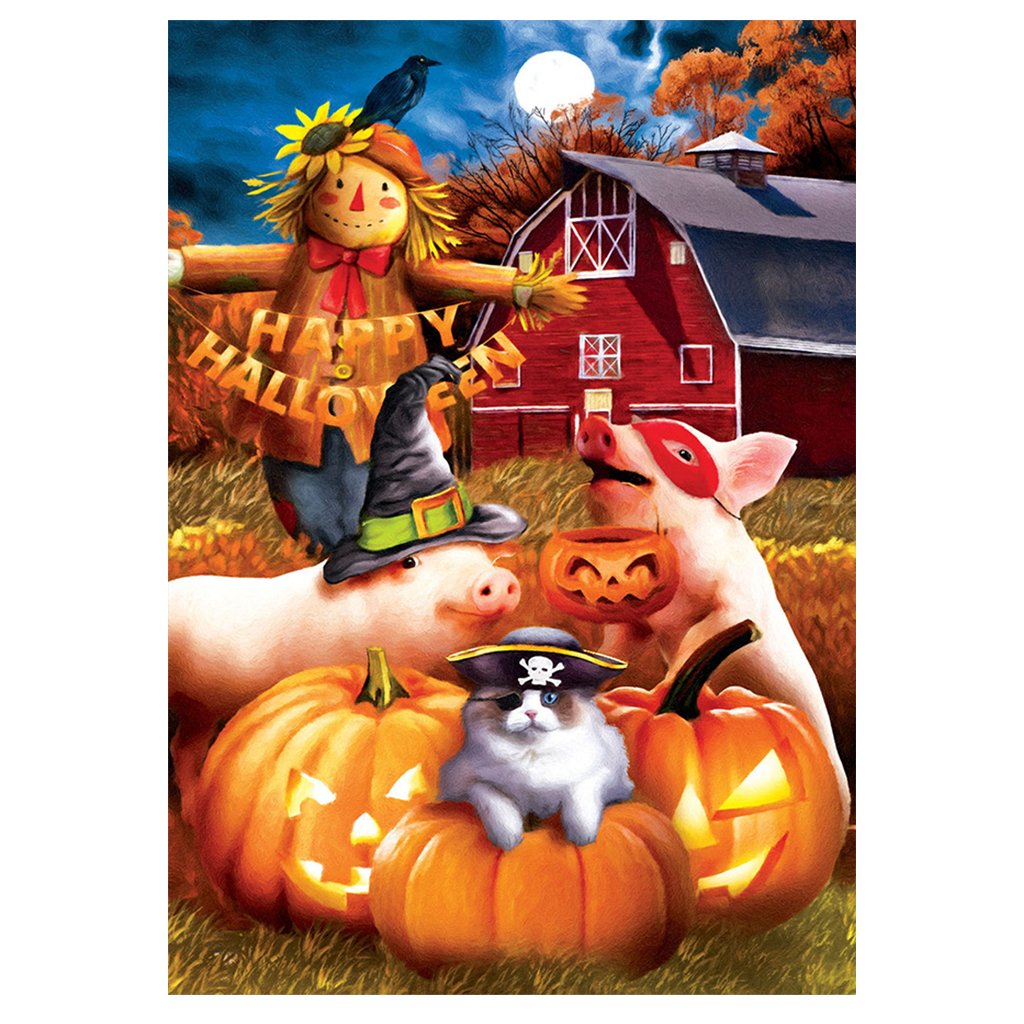 Full Diamond Painting kit | Halloween pig and cat