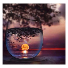 Load image into Gallery viewer, Full Diamond Painting kit | The reflection of leaves and sunset in glass
