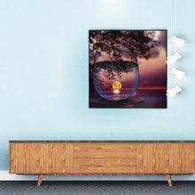 Load image into Gallery viewer, Full Diamond Painting kit | The reflection of leaves and sunset in glass

