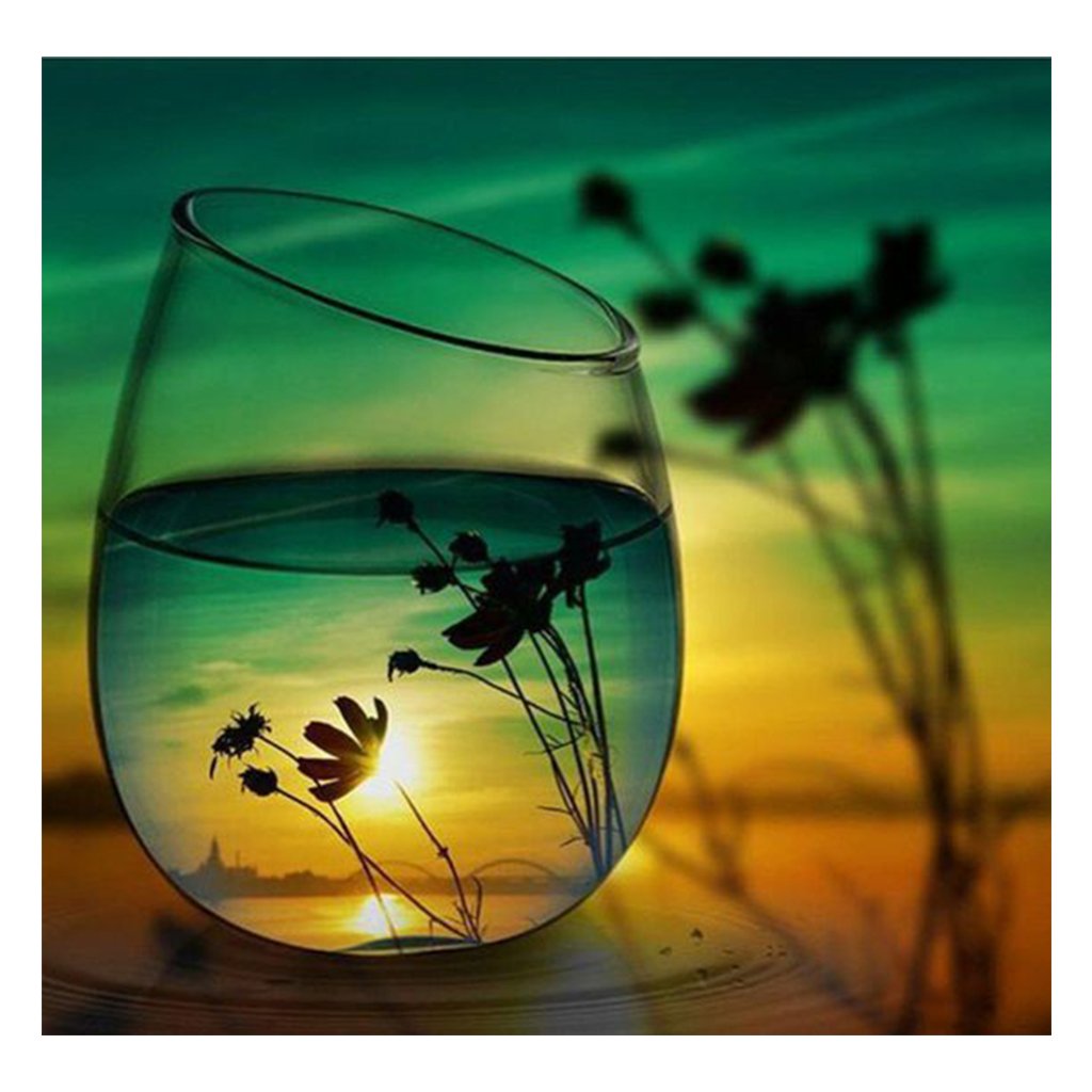 Full Diamond Painting kit | The reflection of wild plants in glass