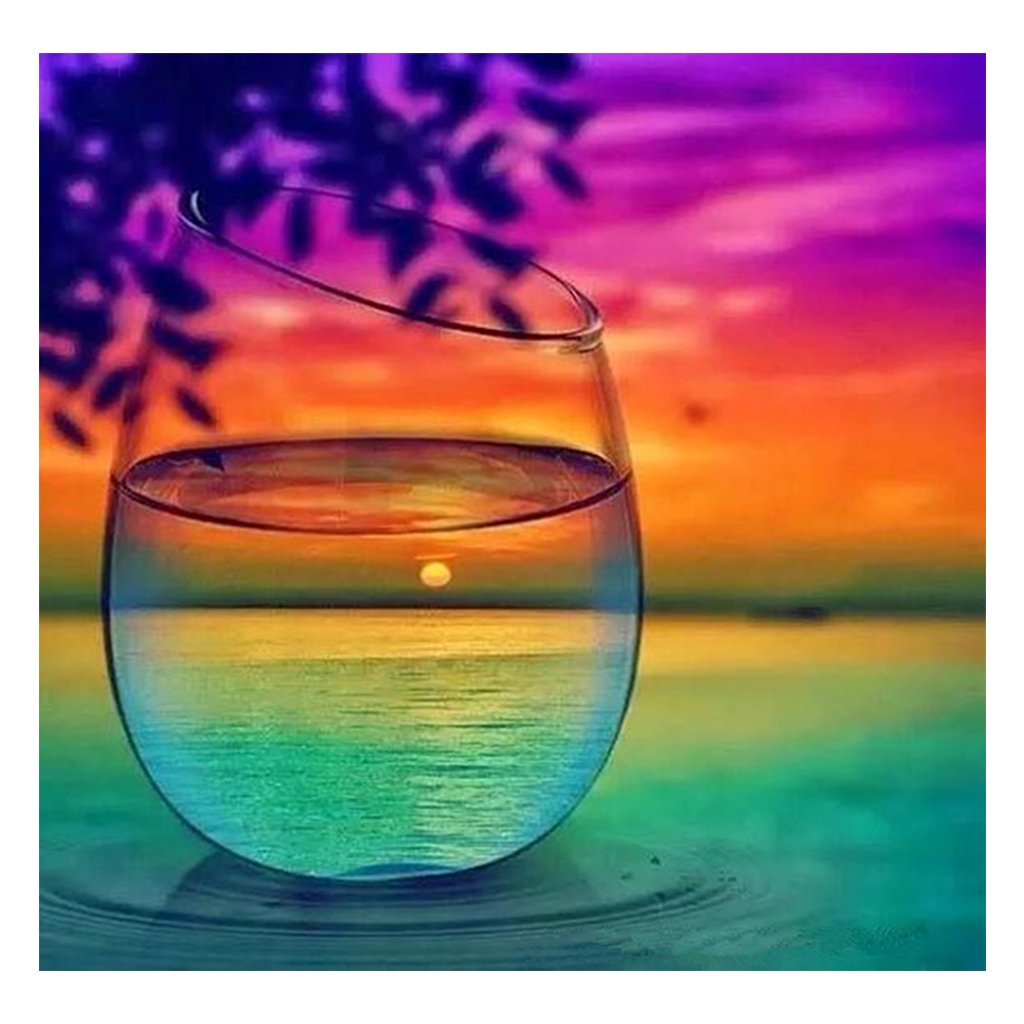 Full Diamond Painting kit | The reflection of beautiful sunset and sea in glass