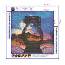 Load image into Gallery viewer, Full Diamond Painting kit | Reflection of the sunrise in a glass bottle
