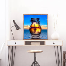 Load image into Gallery viewer, Full Diamond Painting kit | Reflection of the sailboat in a glass bottle
