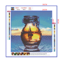 Load image into Gallery viewer, Full Diamond Painting kit | Reflection of the sailboat in a glass bottle
