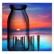 Load image into Gallery viewer, Full Diamond Painting kit | The reflection of the sunset by the sea in the glass bottle
