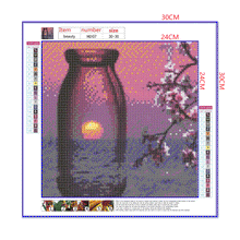 Load image into Gallery viewer, Full Diamond Painting kit | The reflection of the sunset in the glass bottle
