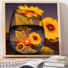 Load image into Gallery viewer, Full Diamond Painting kit | The reflection of sunflowers in the glass
